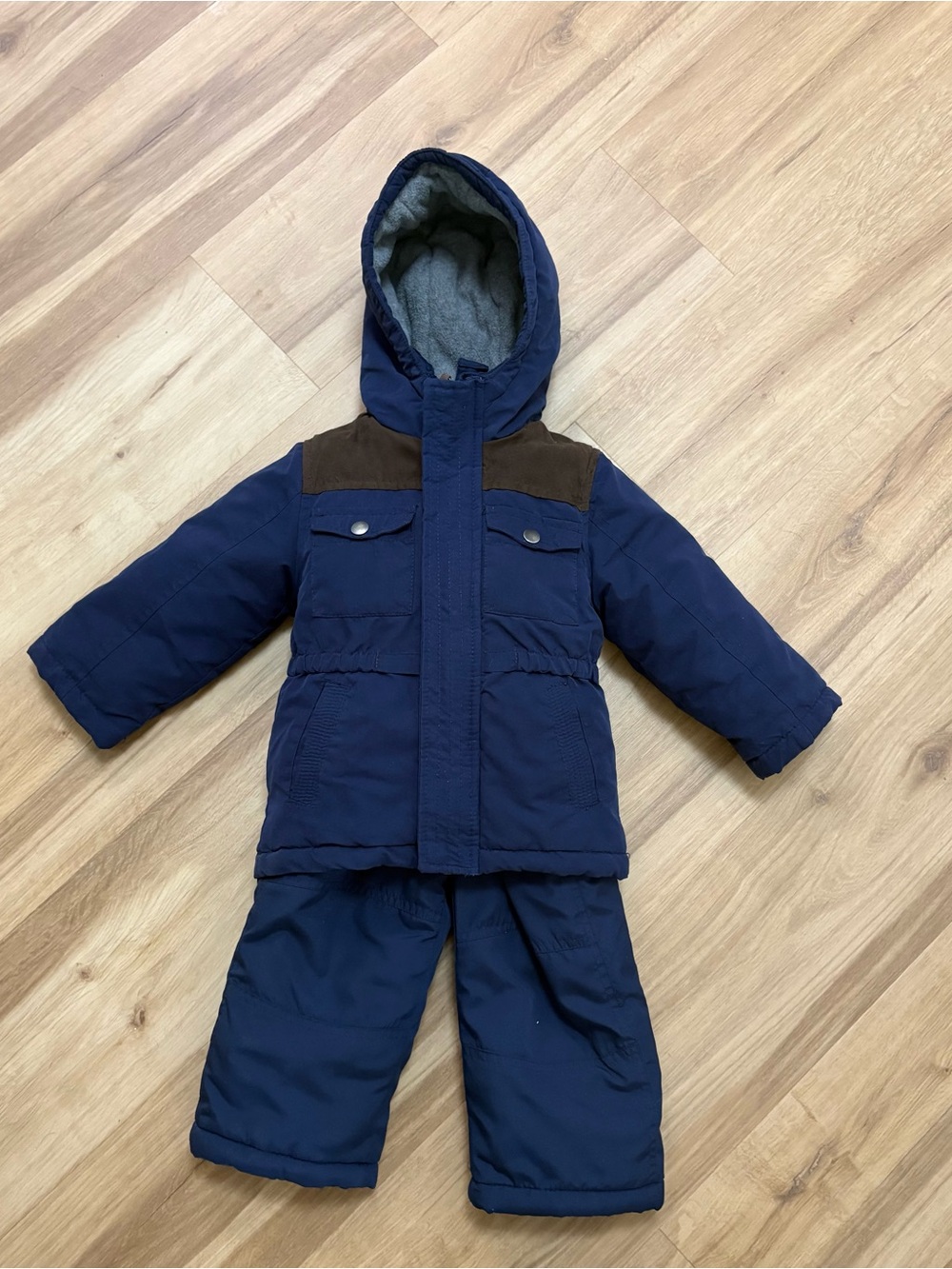 Carter's Navy Blue Jacket and Pants Set with Brown Shoulder Accents